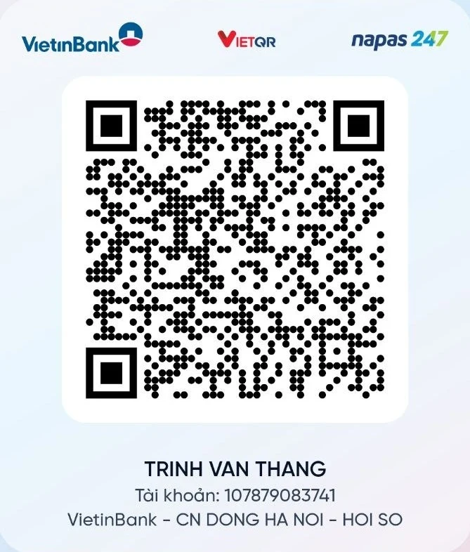 Mã QR chuyển khoản VietinBank, chủ tài khoản Trịnh Văn Thắng, số tài khoản 107879083741